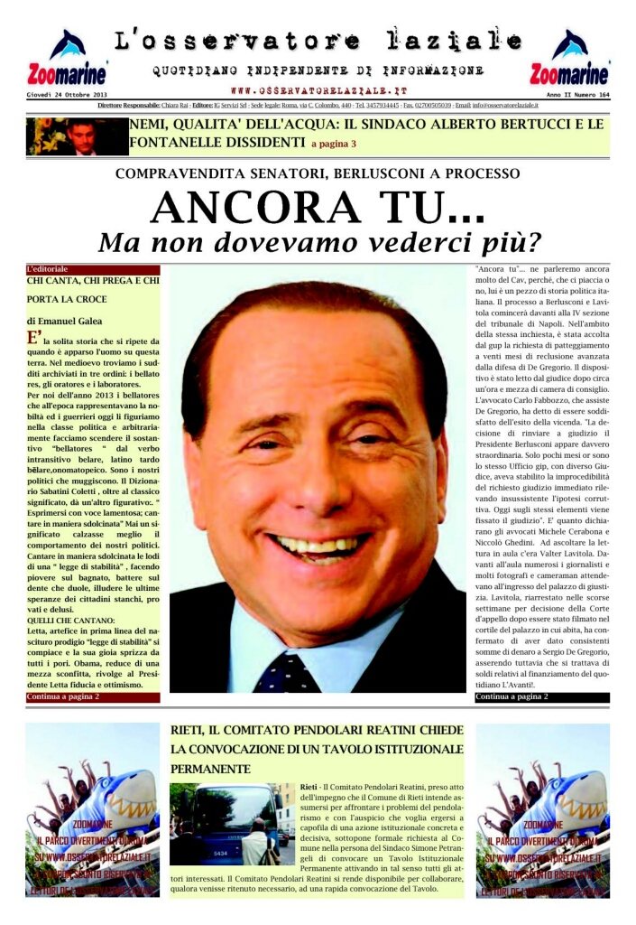 L'osservatore d'Italia edizione del 24 Ottobre 2013